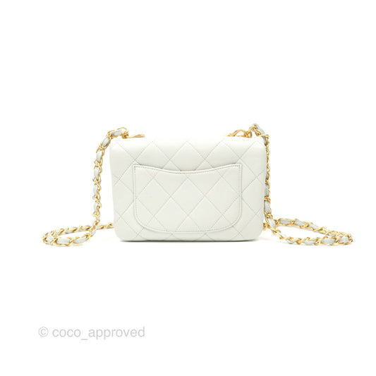 Chanel Chain Handle Flap Light Grey Calfskin Aged Gold Hardware
