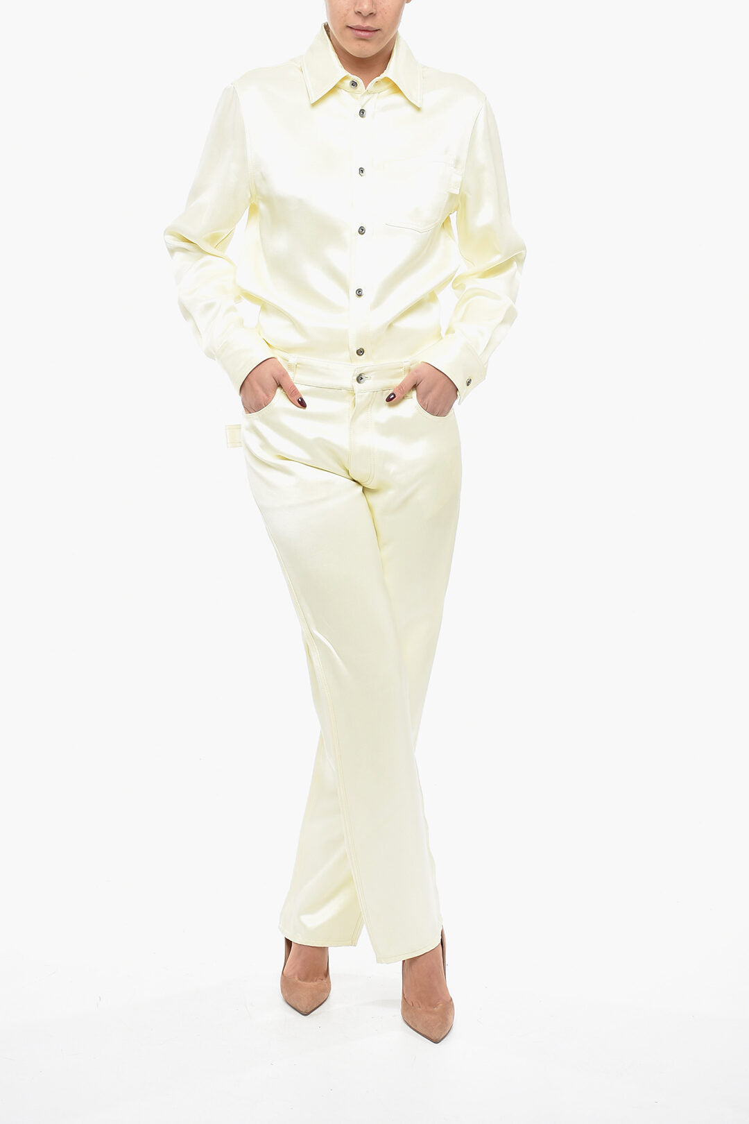 Luxury Bottega Veneta Viscose and Silk Blend Pants with Loose Fit