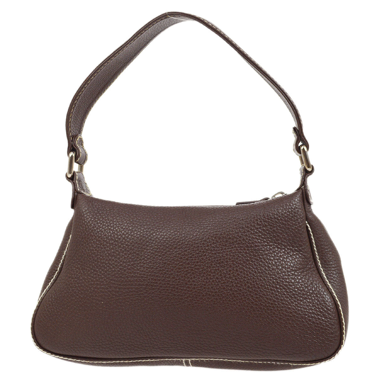 Luxury Chanel 2003-2004 Brown Caviar Embossed Logo Shoulder Bag