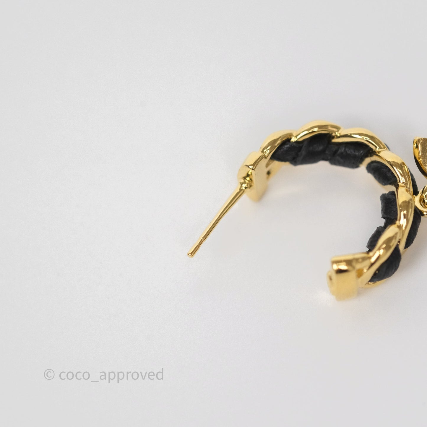 Chanel Braided Drop CC Hoop Earrings 24K
