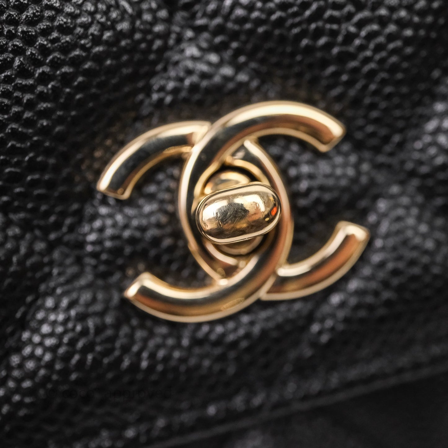 Chanel WOC With Ribbon Chain Black Caviar Gold Hardware