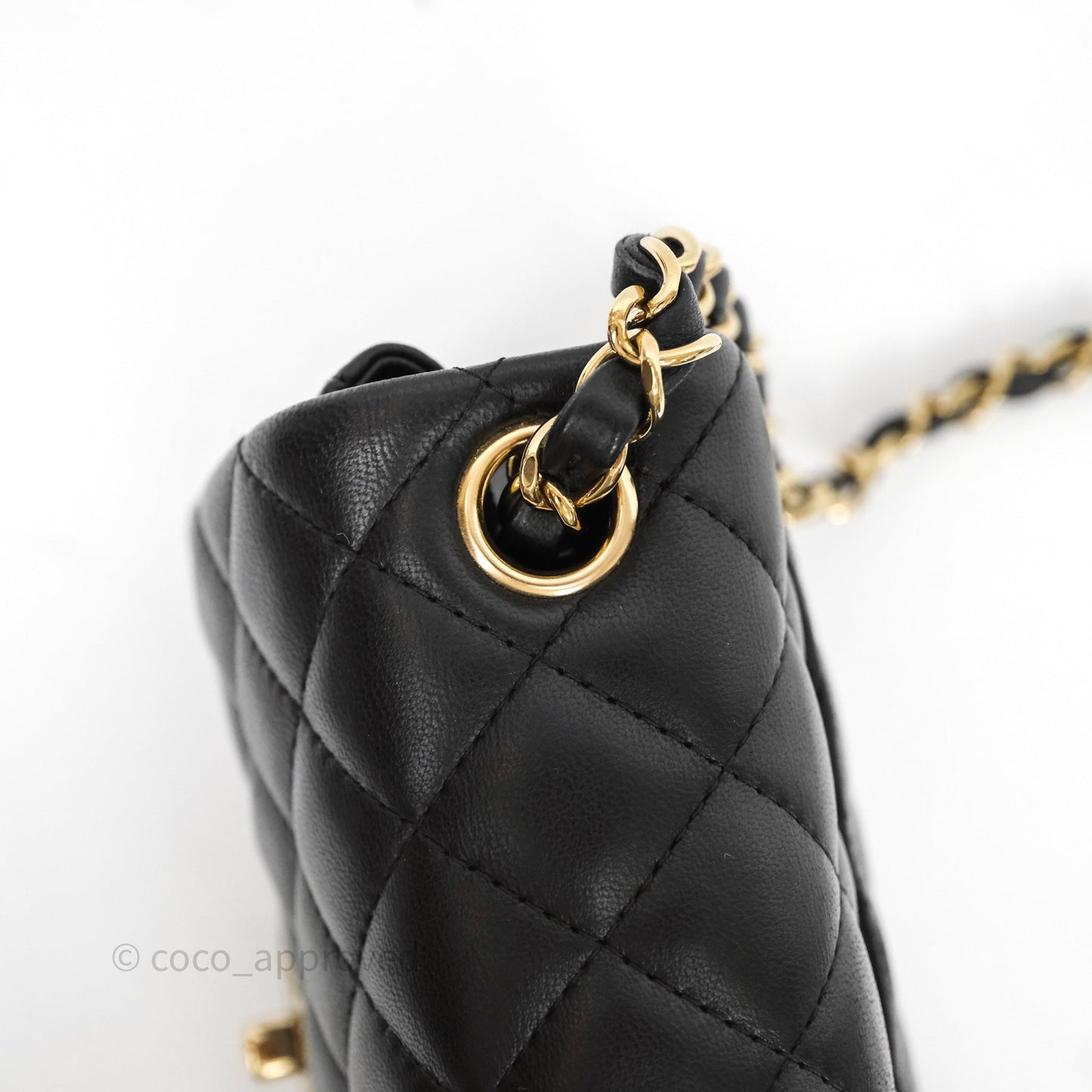 Chanel Mini Square Quilted Black Lambskin Gold Hardware