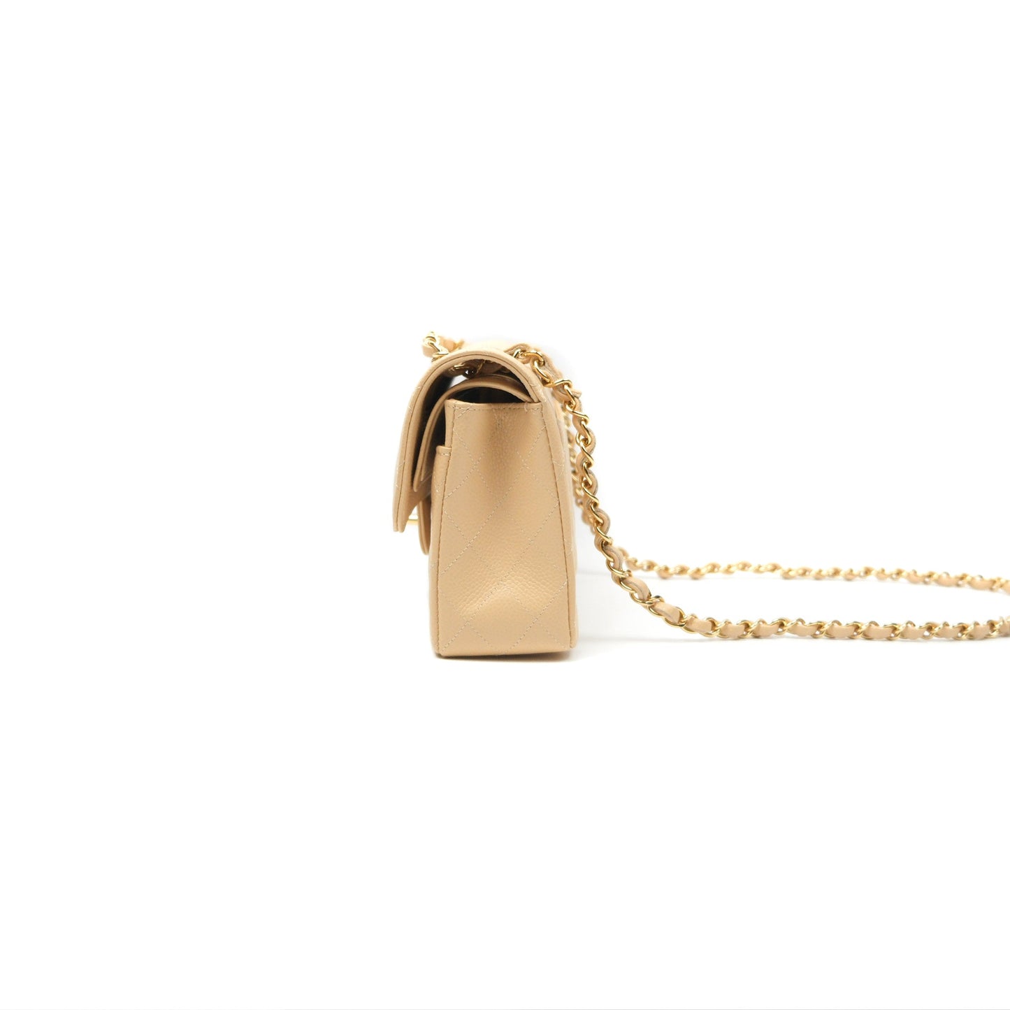 Chanel Small Quilted Classic Flap Beige Caviar Gold Hardware