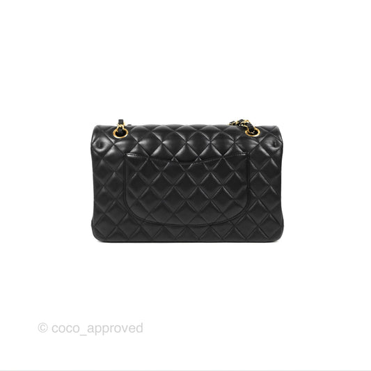Chanel Classic M/L Medium Flap Quilted Black Lambskin Gold Hardware