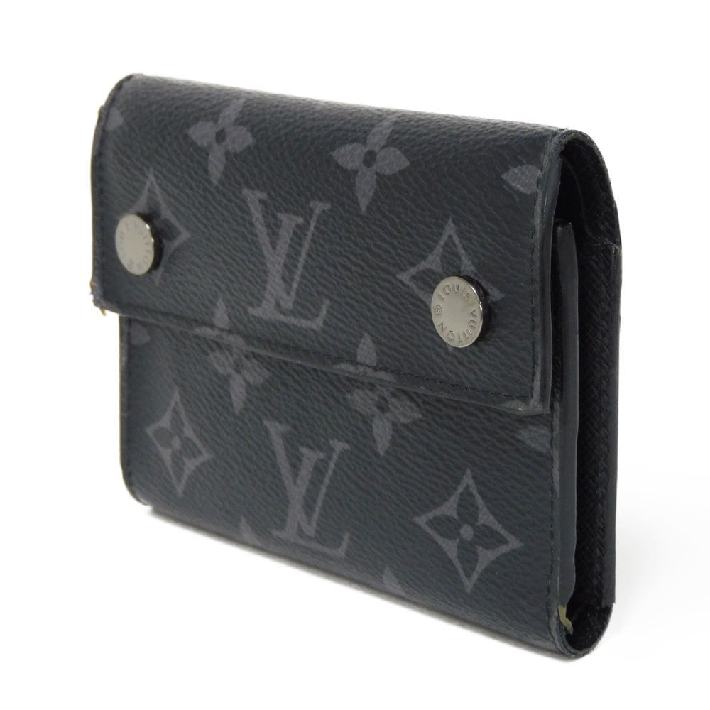 LOUIS VUITTON Tri-fold wallet M63510 Monogram Eclipse canvas x grain leather Noir Monogram Eclipse Chain compact wallet