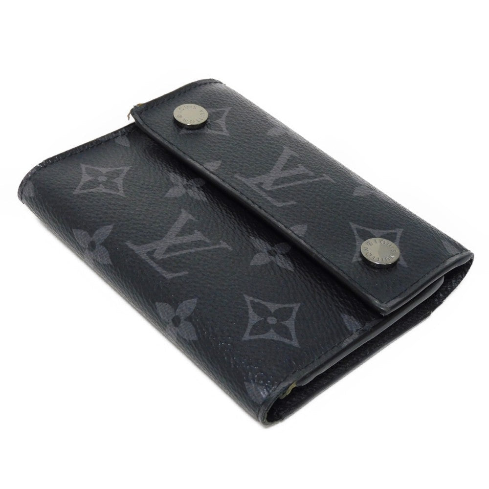 LOUIS VUITTON Tri-fold wallet M63510 Monogram Eclipse canvas x grain leather Noir Monogram Eclipse Chain compact wallet