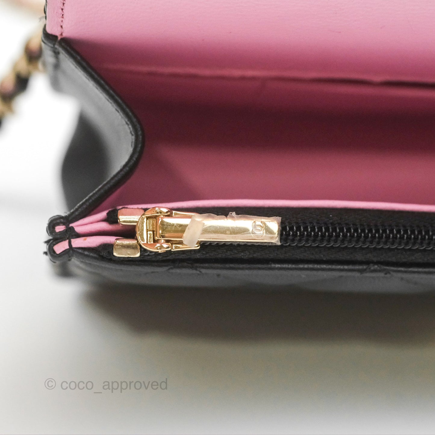 Chanel Top Handle Mini WOC Phone Holder Black/Pink Lambskin Gold Hardware 23P