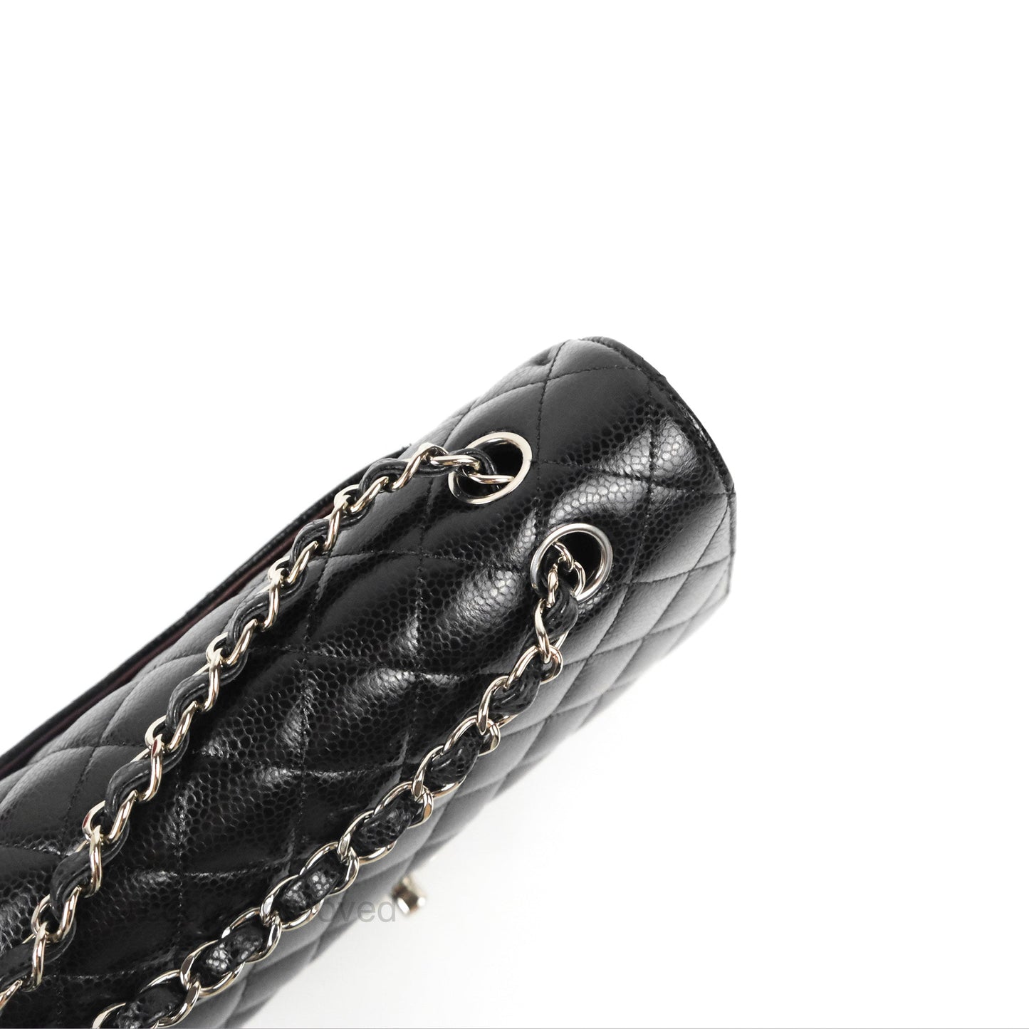 Chanel Classic M/L Medium Flap Quilted Black Caviar Silver Hardware