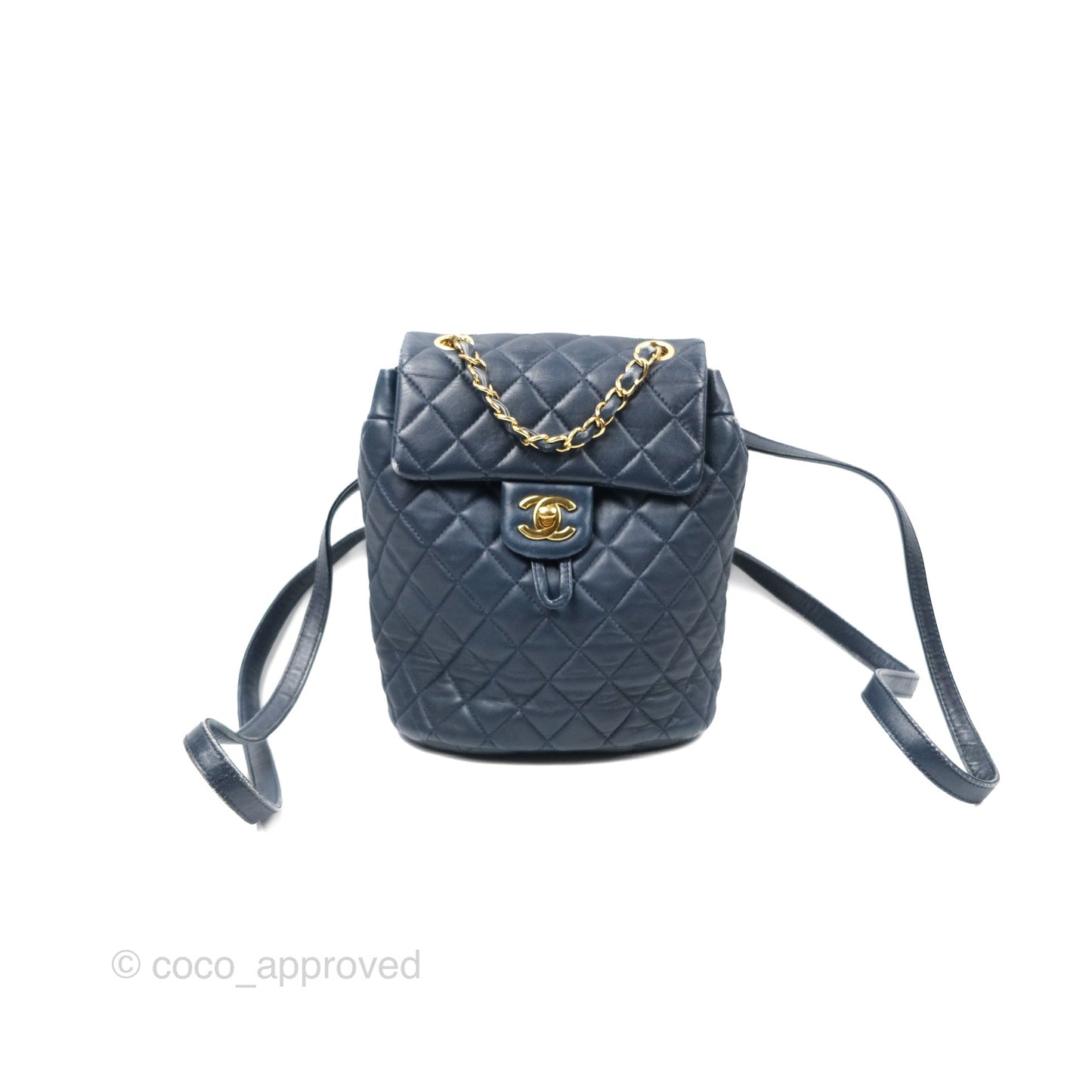 Chanel Mini Navy Calfskin Urban Spirit Backpack ⁣⁣⁣⁣⁣⁣⁣⁣⁣⁣⁣⁣⁣⁣Gold Hardware