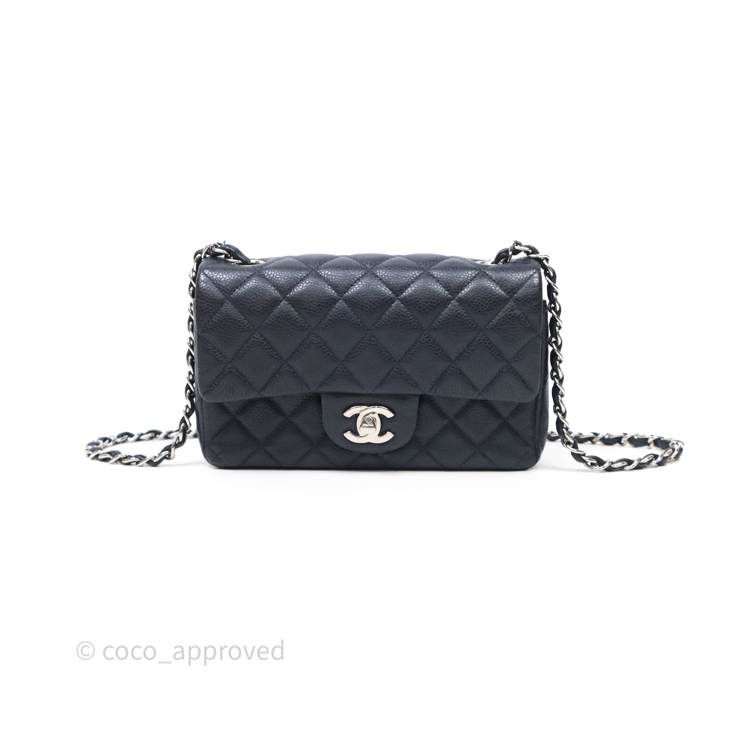 Chanel Mini Rectangular Quilted Dark Navy Caviar Silver Hardware