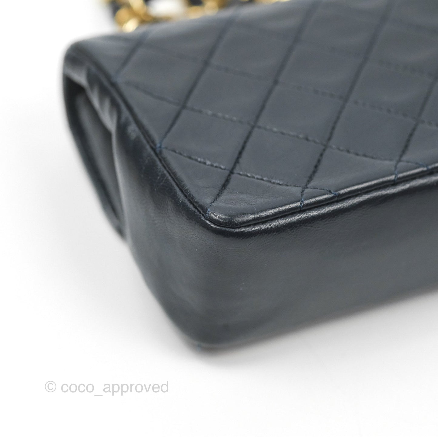 Chanel Mini Dark Navy Lambskin Flap Shoulder Bag 24K Gold Hardware
