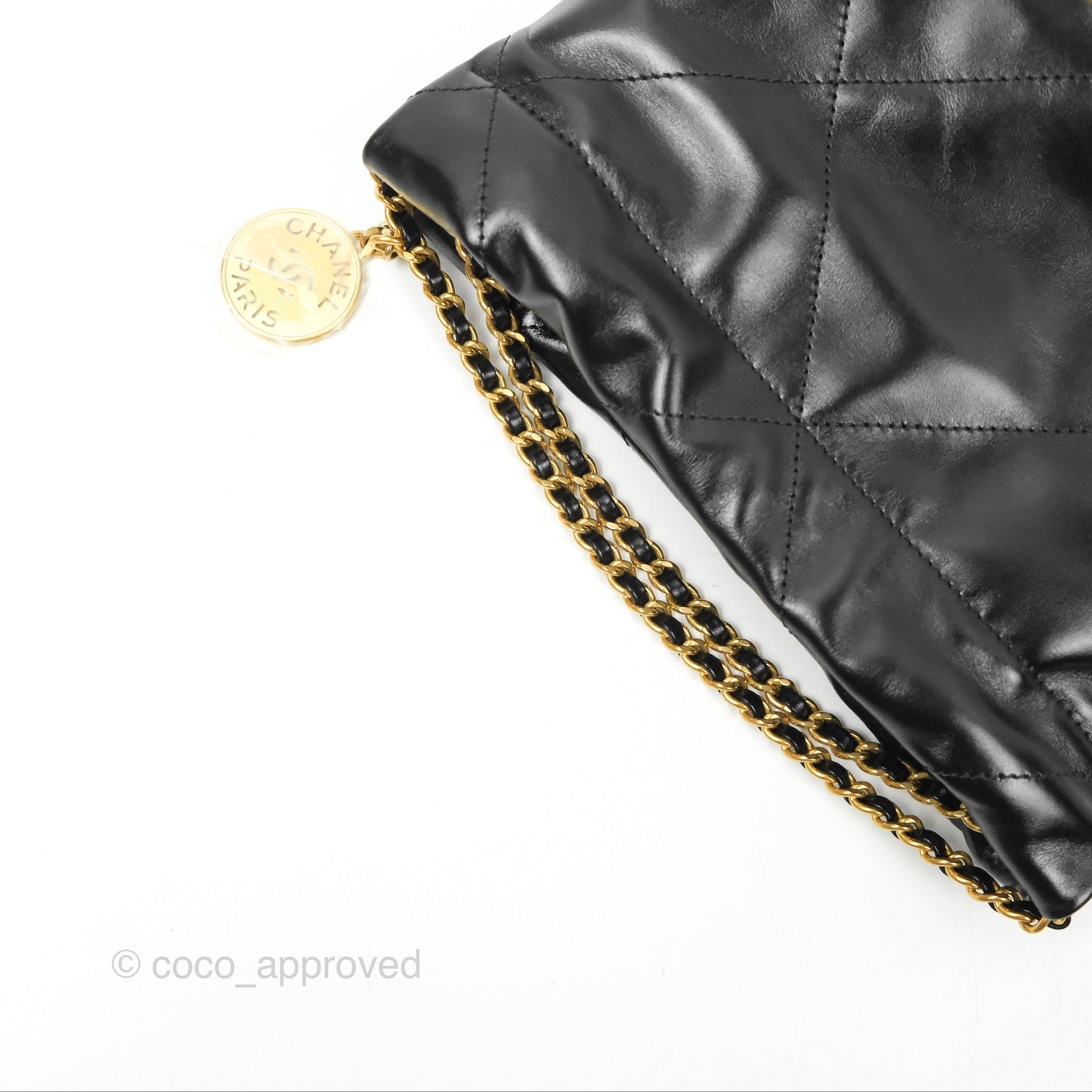 Chanel 22 Mini Bag Black Crumpled Calfskin