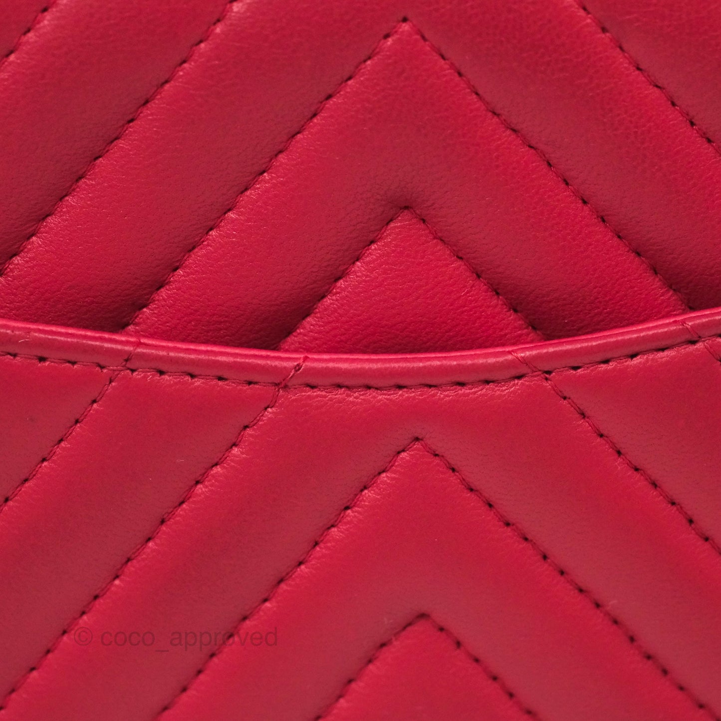 Chanel Mini Square Flap Chevron Dark Pink Lambskin Gold Hardware