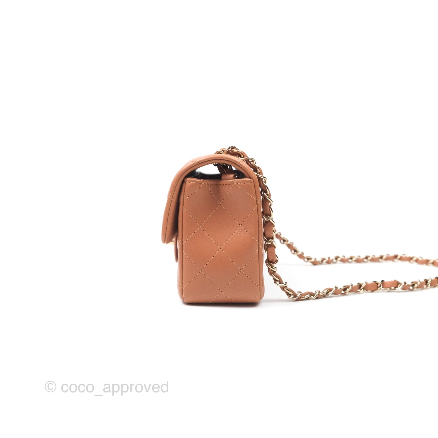Chanel Quilted Mini Rectangular Flap Caramel Lambskin Gold Hardware