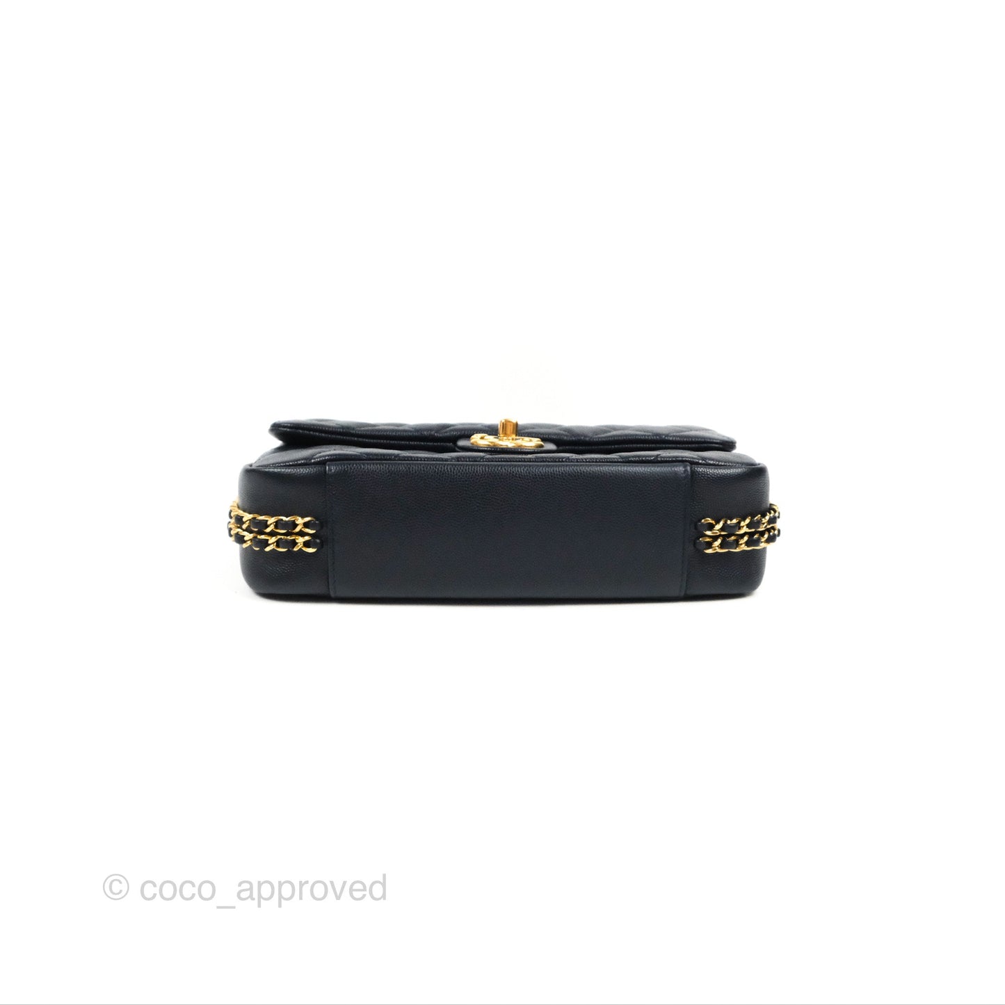 Chanel Quilted CC You Flap Navy Blue Caviar Gold Hardware 23C