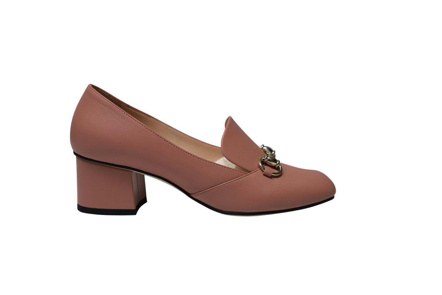 Luxury Gucci Trending 2025 Horsebit Block Heel Loafer Pumps in Pink Leather