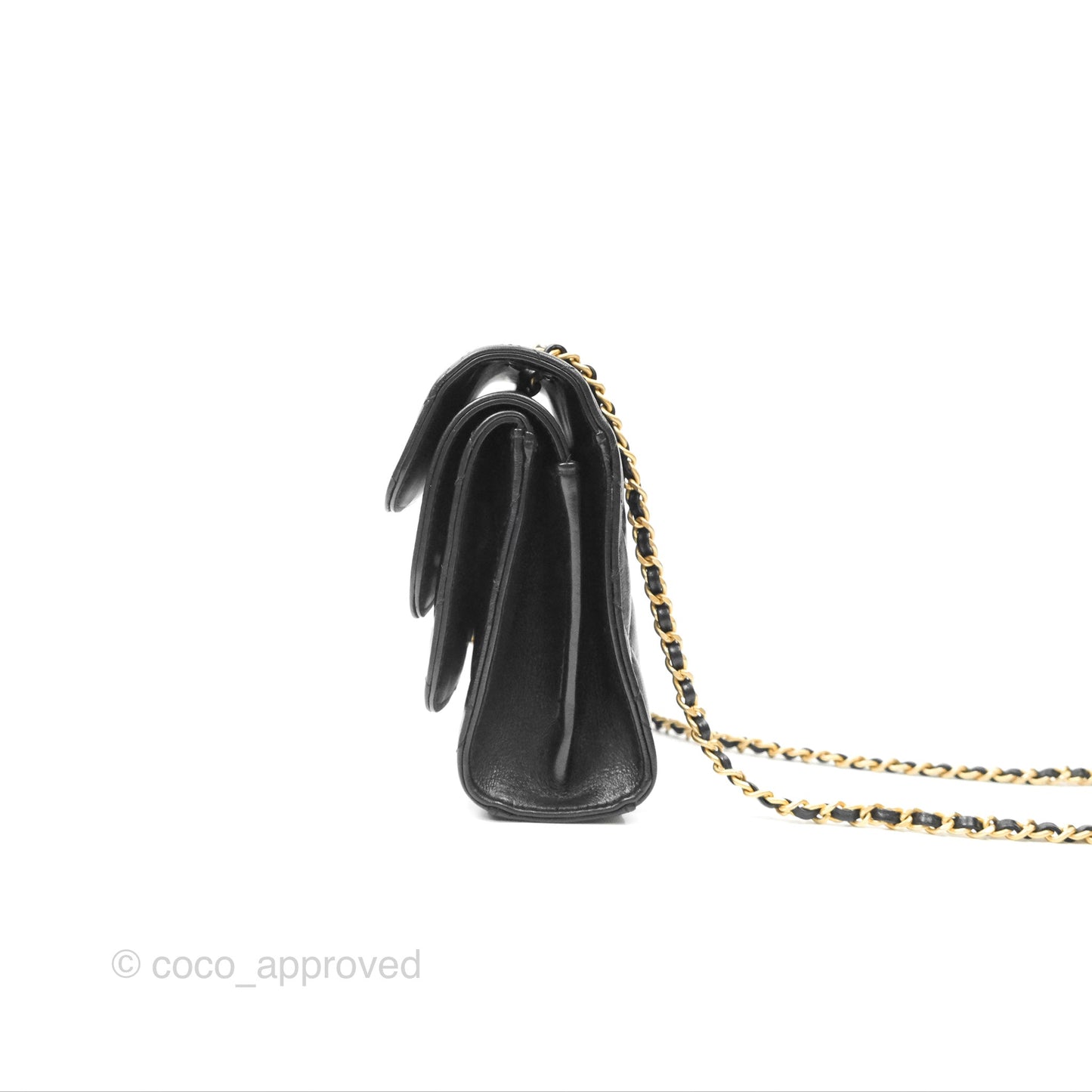 Chanel Triple Flap Bag Quilted Black Calfskin Aged Gold Hardware