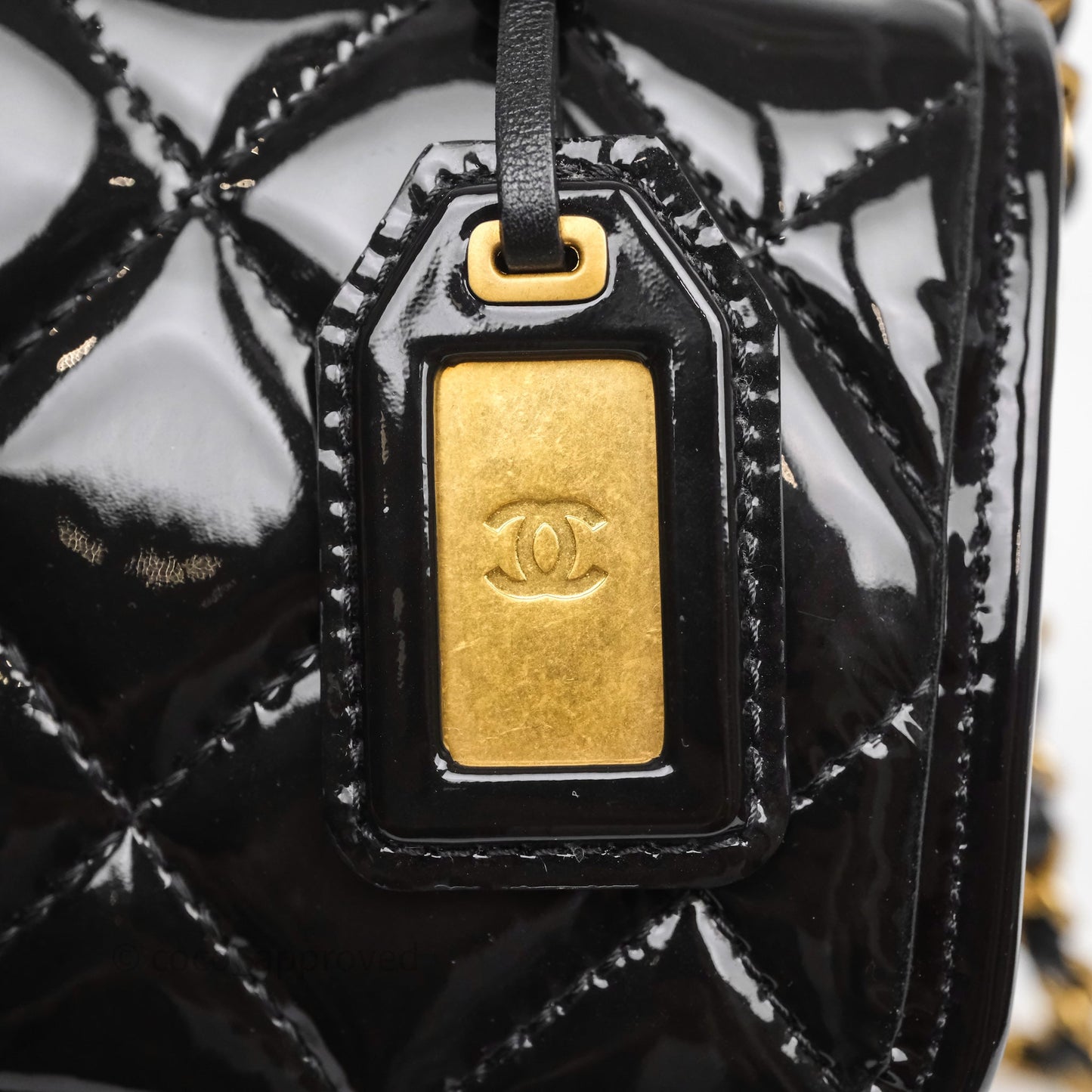 Chanel Mini School Memory Top Handle Flap Black Patent