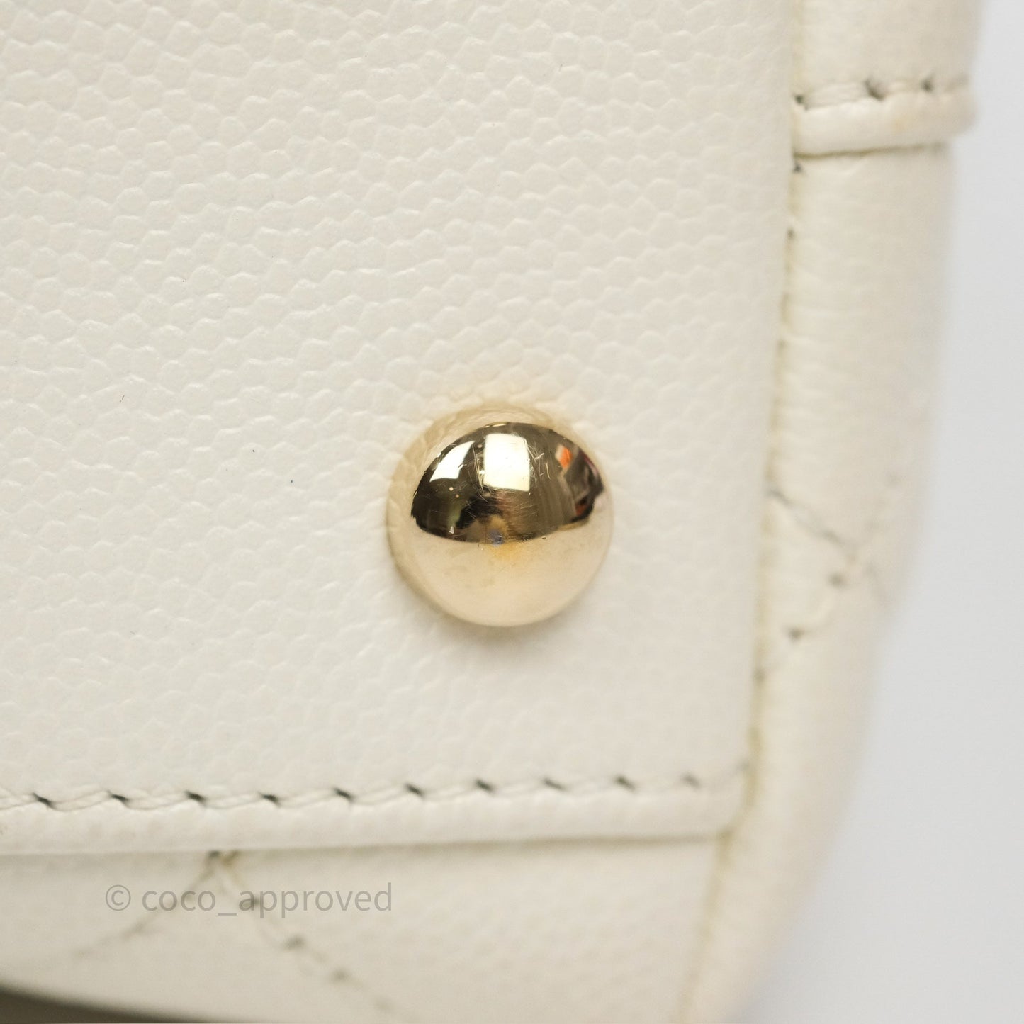 Chanel Mini Coco Handle Quilted Ivory White Caviar Gold Hardware