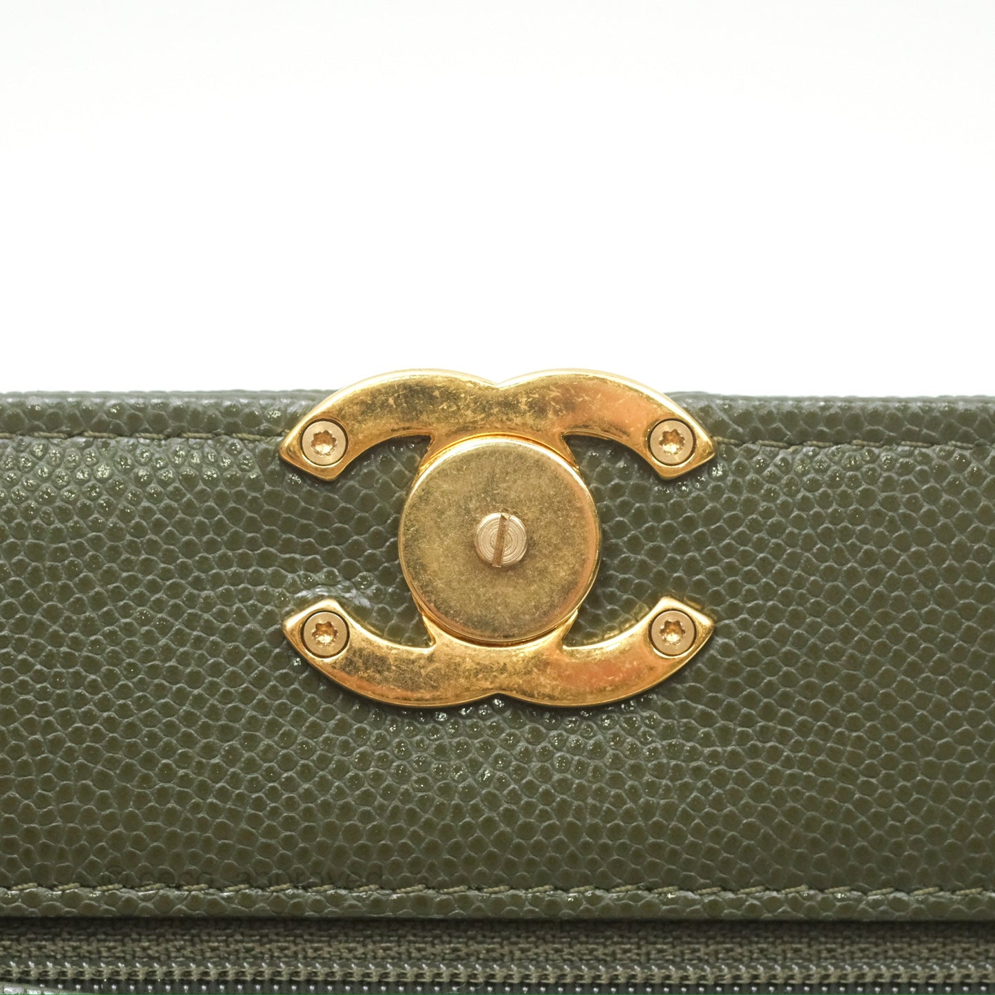 Chanel Coco First Wallet On Chain WOC Dark Olive Green Caviar Gold Hardware 22K