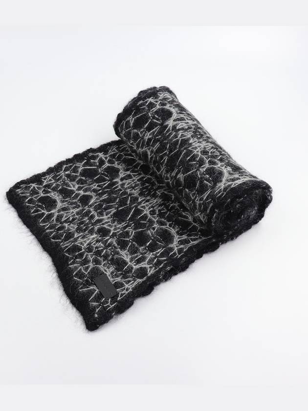 Luxury Saint Laurent Cashmere Muffler Black Grey