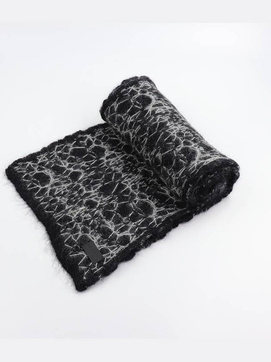 Luxury Saint Laurent Cashmere Muffler Black Grey