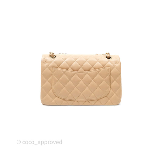 Chanel Classic Small S/M Quilted Flap Beige Caviar Gold Hardware