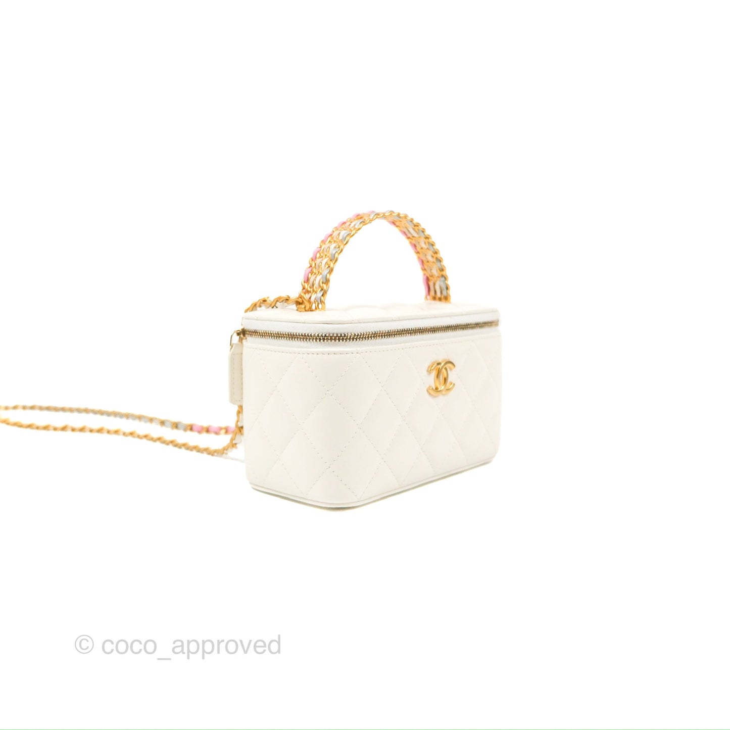 Chanel Rainbow Top Handle Vanity White Glazed Lambskin 23P