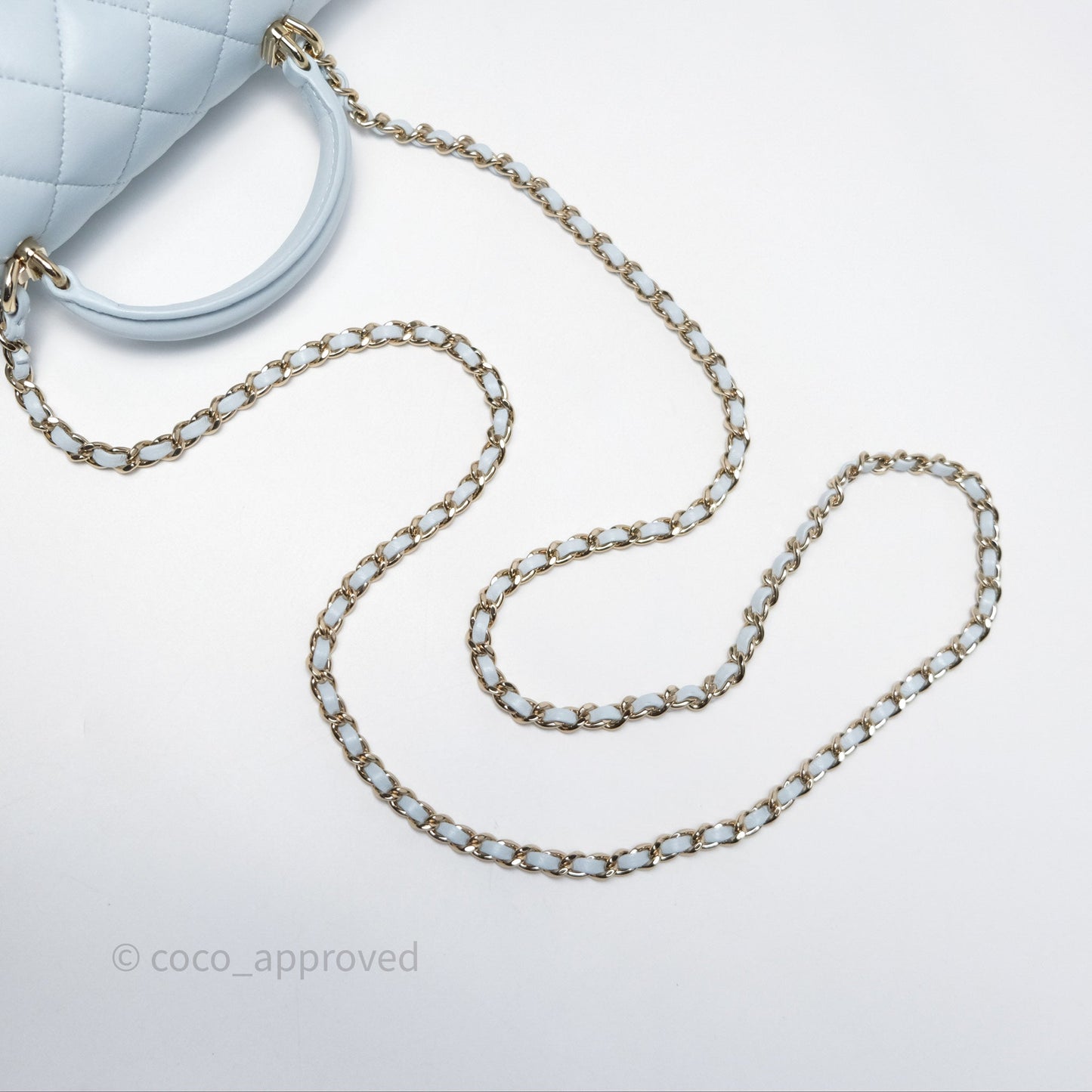Chanel Top Handle Mini Rectangular Flap Light Blue Lambskin Gold Hardware
