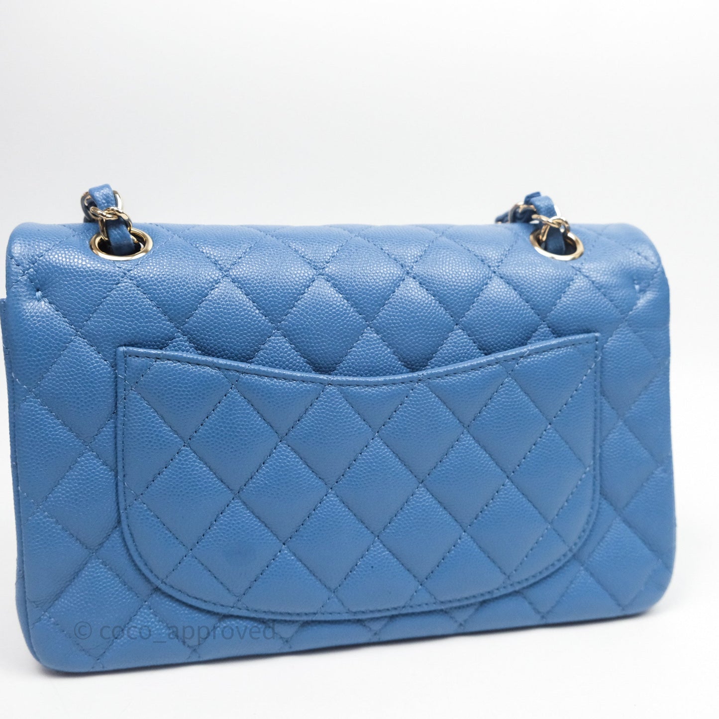 Chanel Small Classic Flap Quilted Blue Caviar Gold Hardware 20S