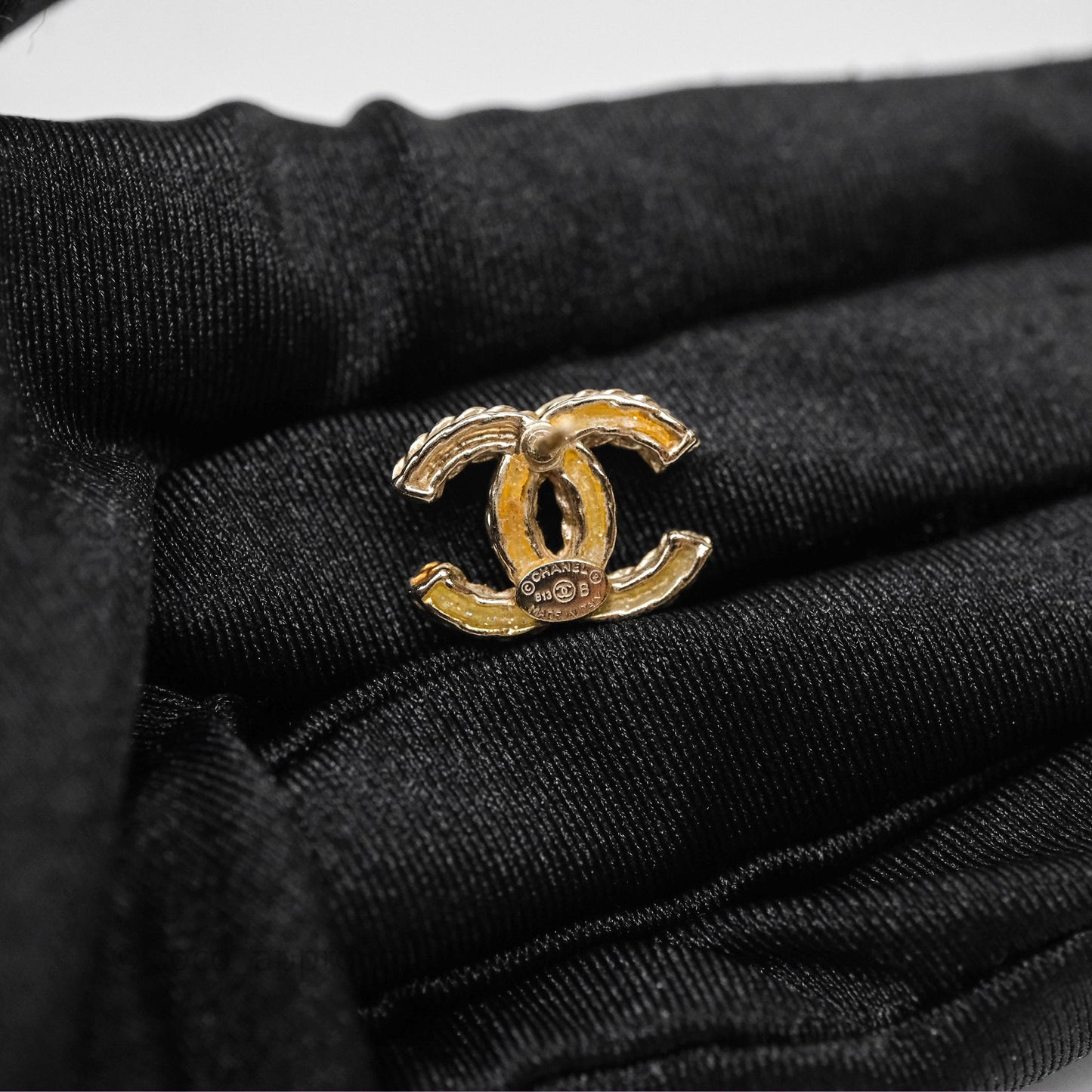 Chanel CC Crystals Earrings Gold Tone 13B