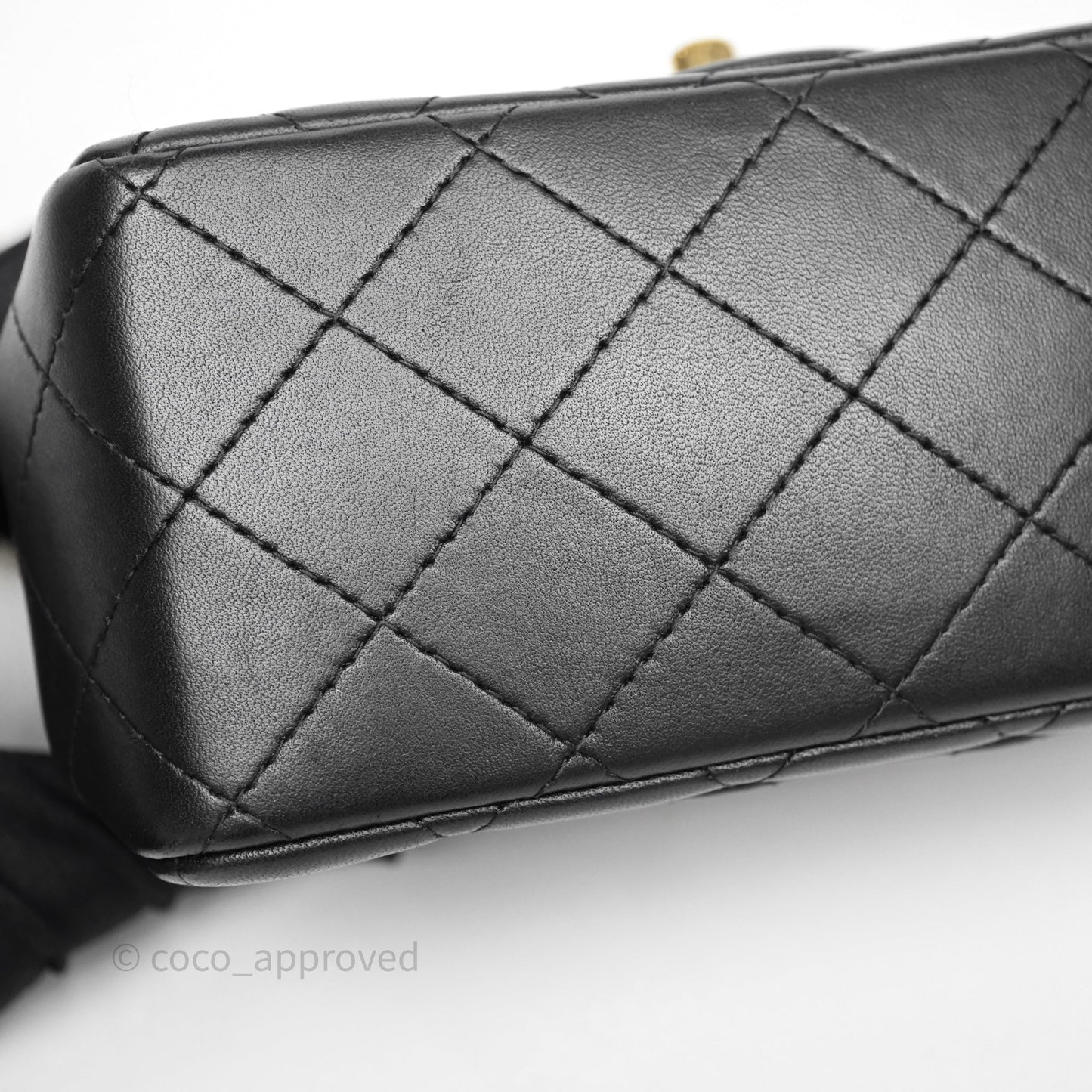 Chanel Mini Square Quilted Black Lambskin Gold Hardware
