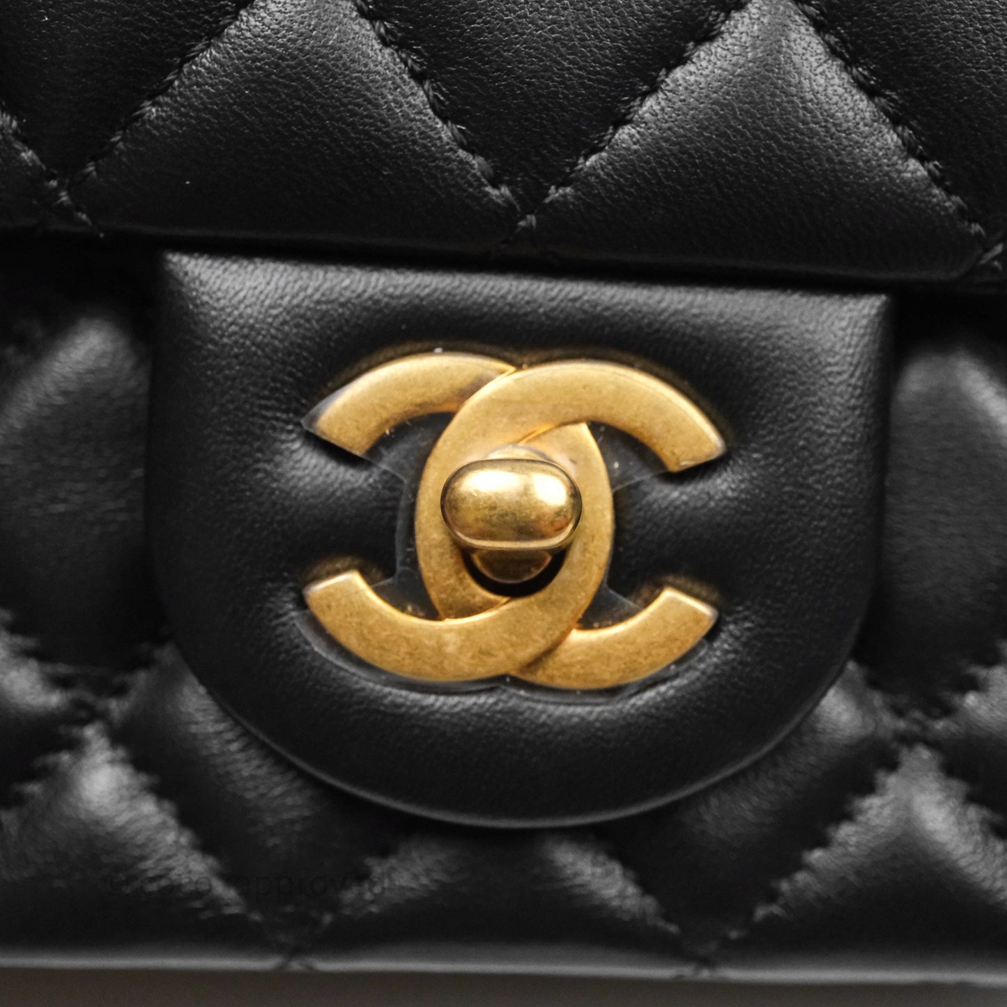 Chanel Romance Mini Square Flap Black Lambskin Aged Gold Hardware