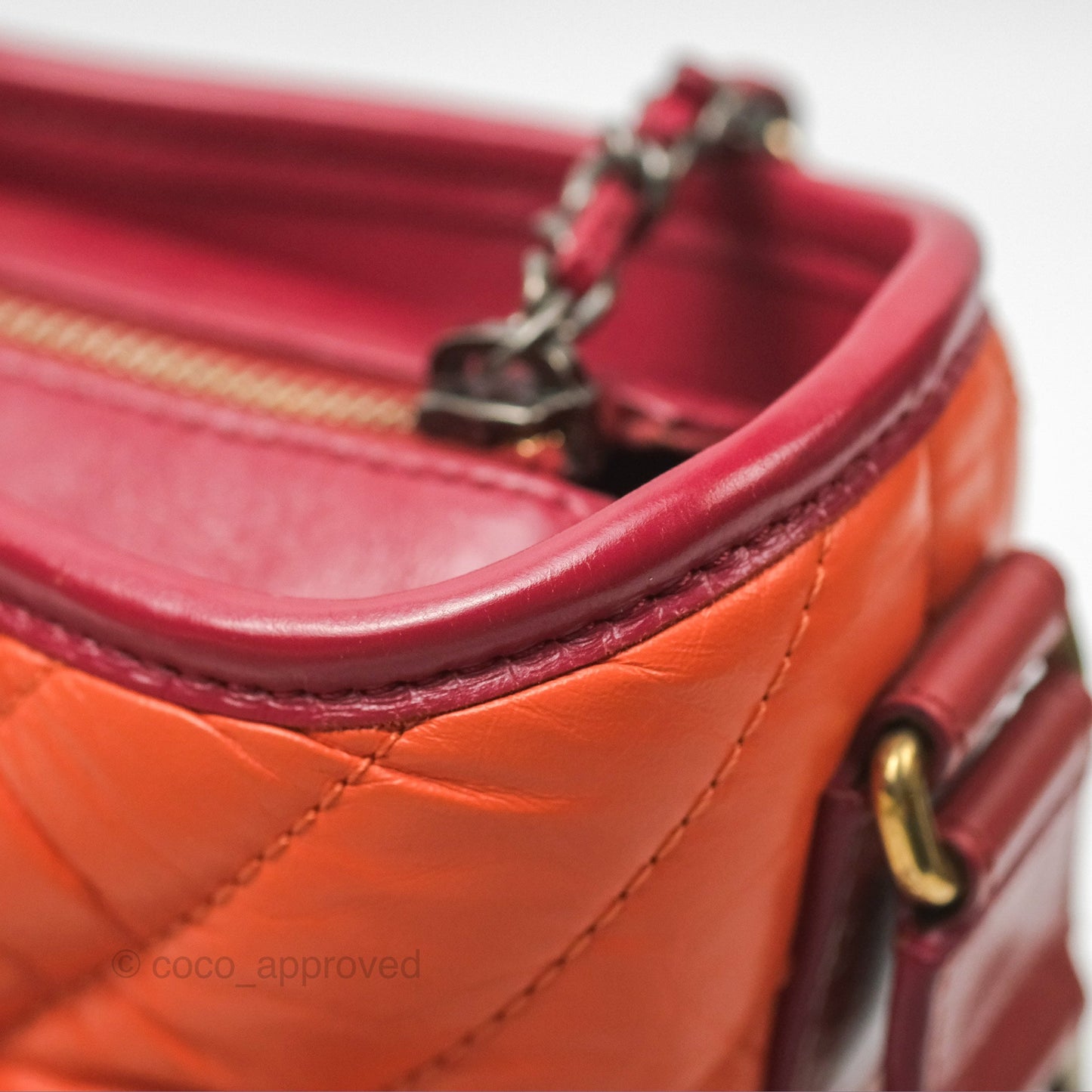 Chanel Small Gabrielle Hobo Chevron Orange Red Aged Calfskin