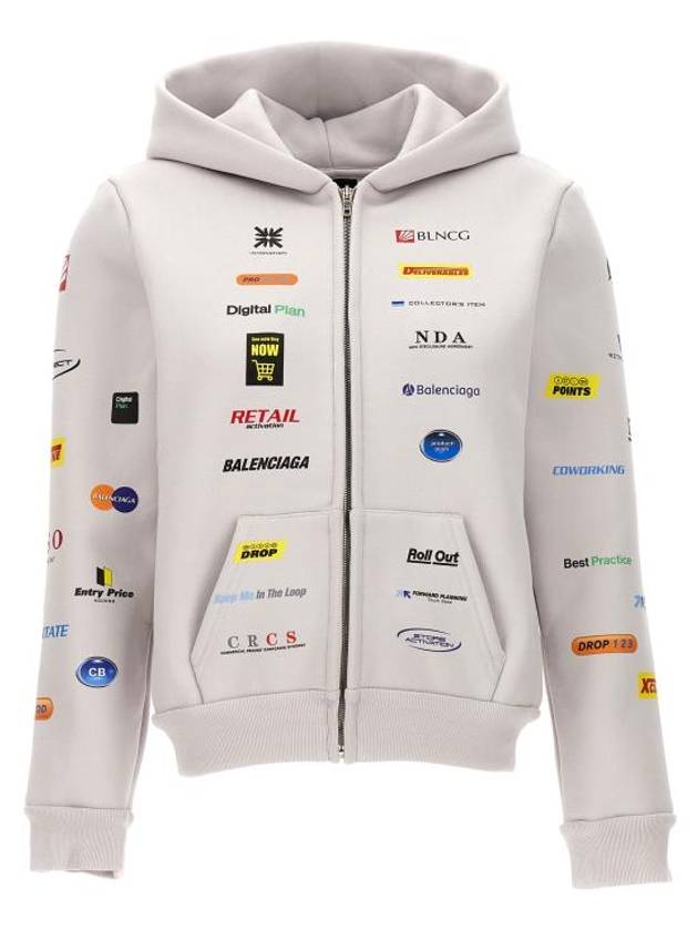 Luxury Balenciaga Business English Zip-Up Hoodie Offwhite