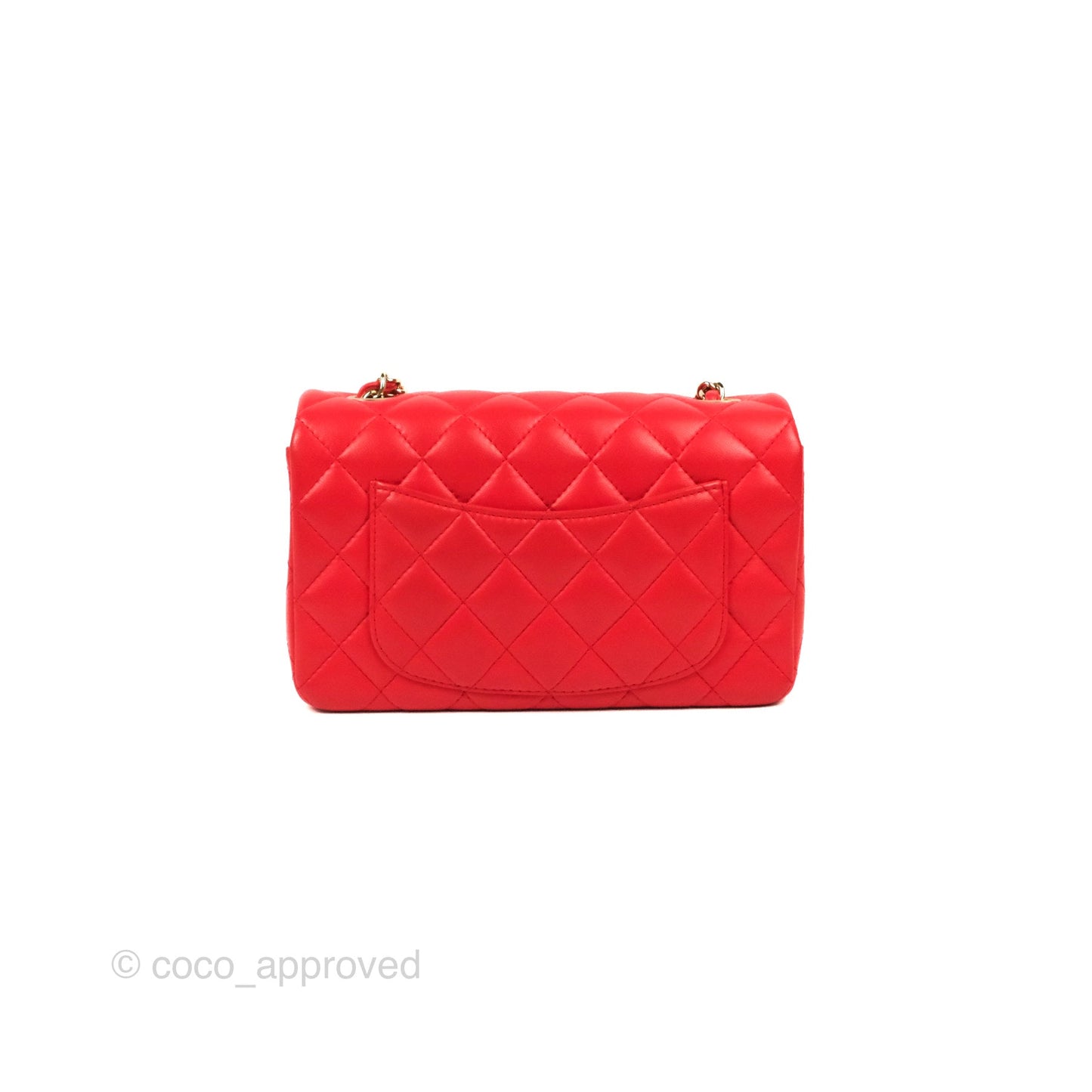 Chanel Quilted Mini Rectangular Flap Red Lambskin Gold Hardware