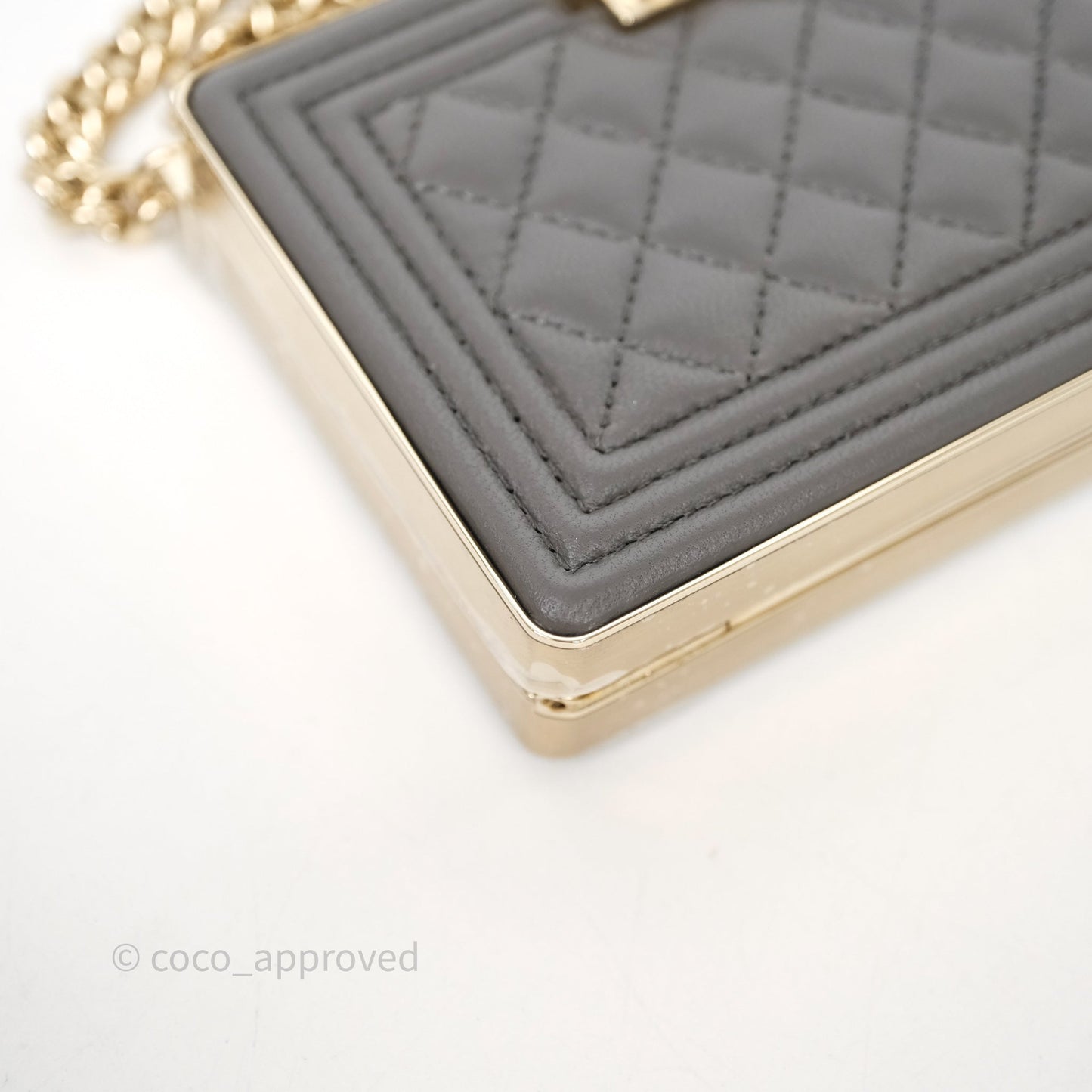Chanel Grey Boy Mini Clutch Lambskin Gold Hardware