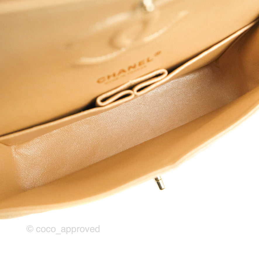 Chanel Classic Small S/M Flap Iridescent Beige Caviar Gold Hardware 19S