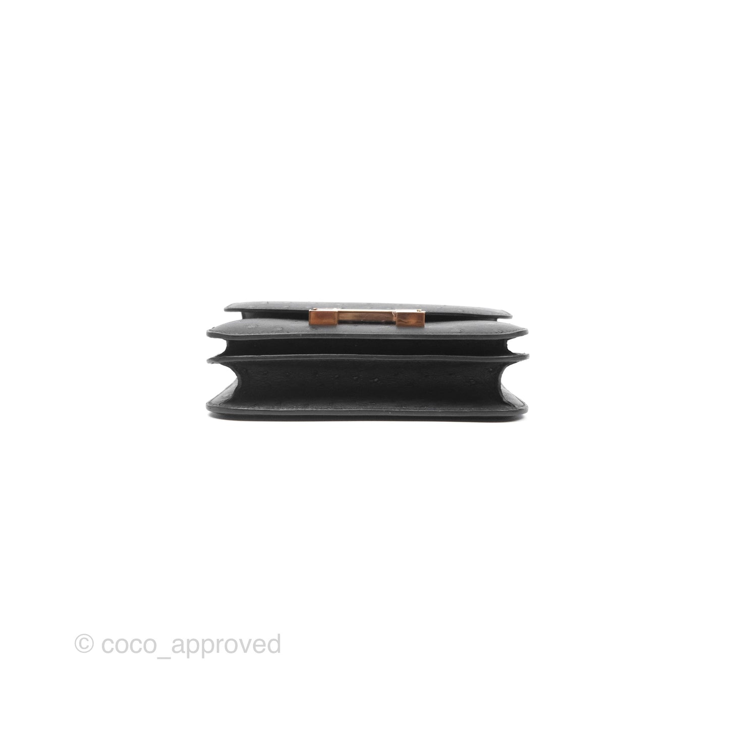 Hermès Constance Mini 18cm Noir 89 Ostrich Rose Gold Hardware