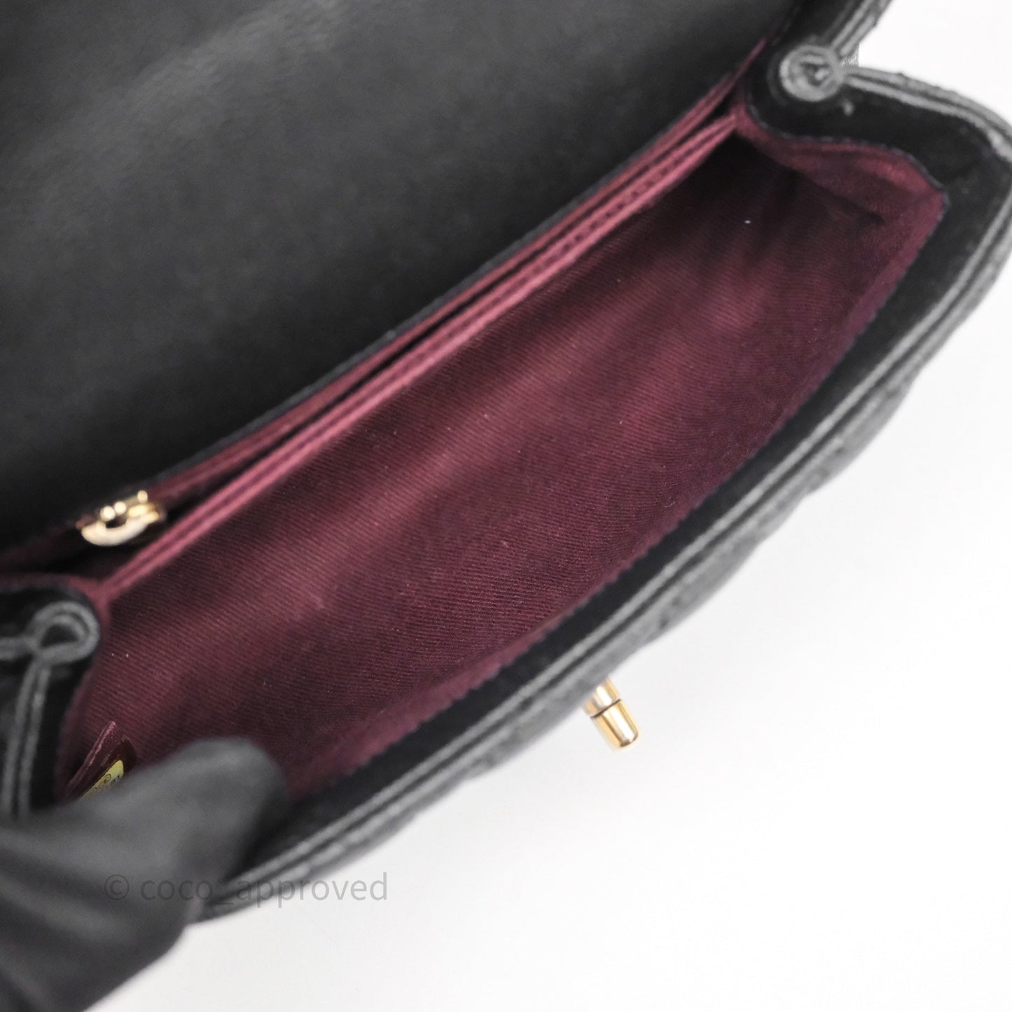 Chanel Small Quilted Coco Handle Black Caviar Aged Gold Hardware