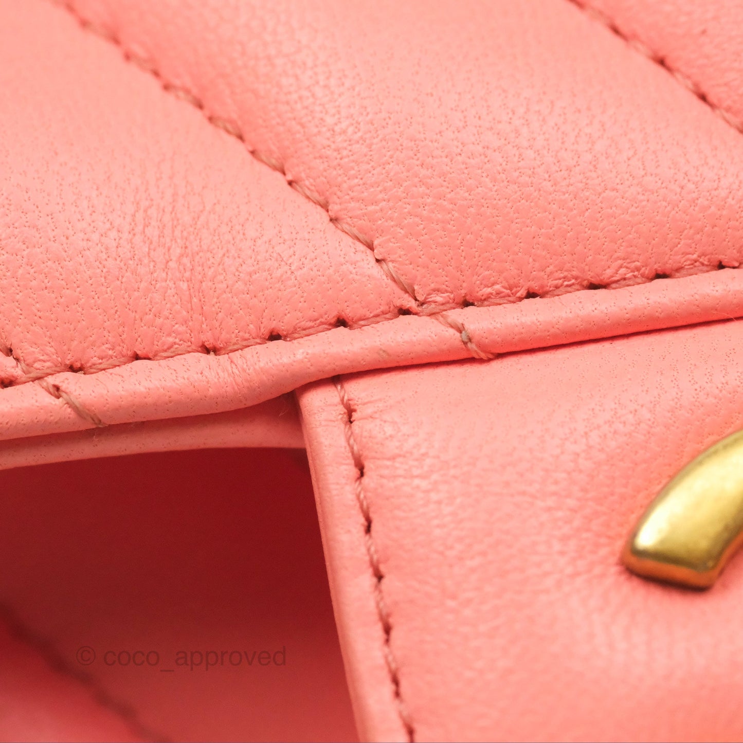 Chanel Chevron Mini Rectangular Flap Peach Pink Lambskin Aged Gold Hardware