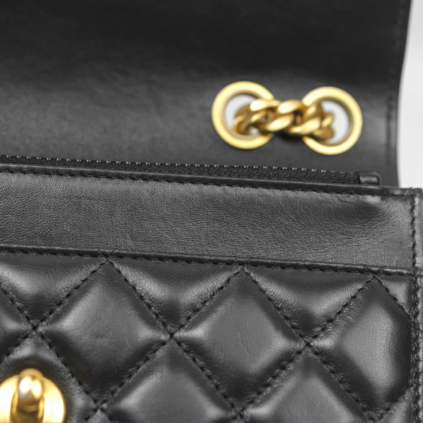 Chanel All Slide Wallet on Chain WOC Adjustable Chain Quilted Black Lambskin 22K