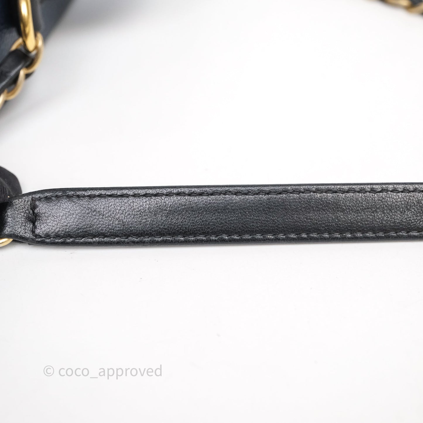Chanel Quilted Large CC Filigree Vanity Case Navy Black Caviar Aged Gold Hardware