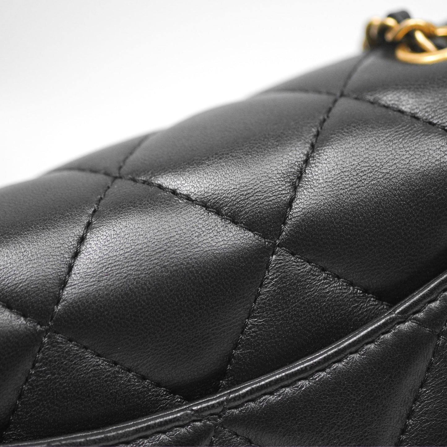 Chanel Mini Flap Bag With Heart CC Charm Black Lambskin Aged Gold Hardware