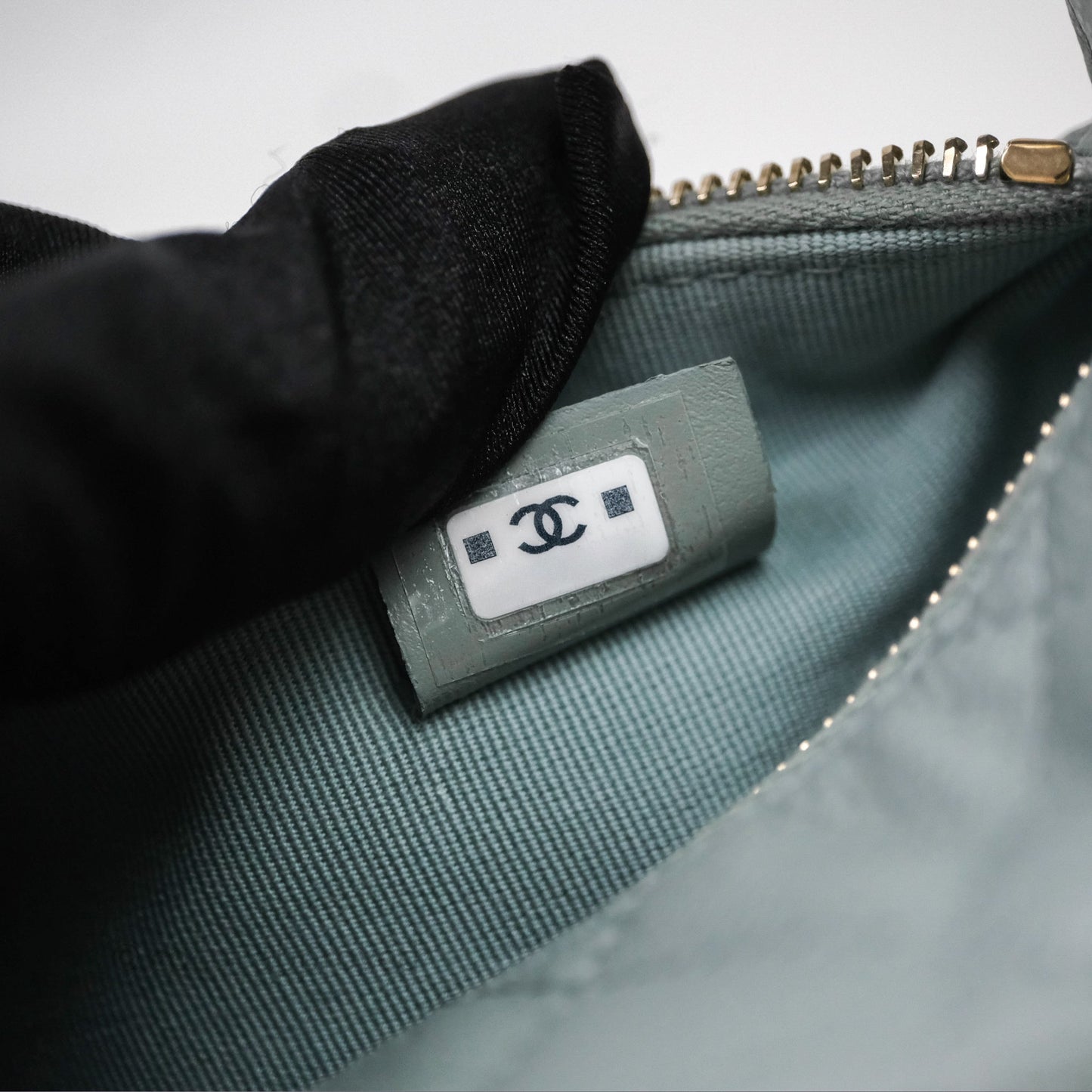 Chanel Hobo With Chain Quilted Tiffany Green Grey Caviar Gold Hardware