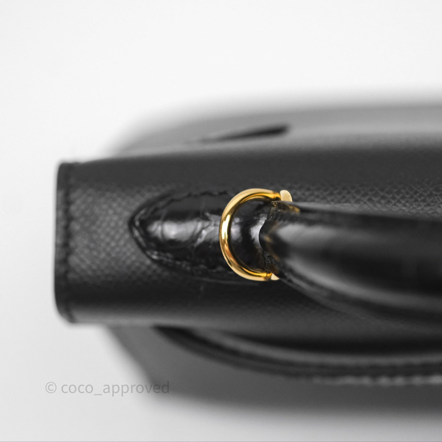 Hermès Mini Kelly II Touch Noir 89 Croc Gold Hardware