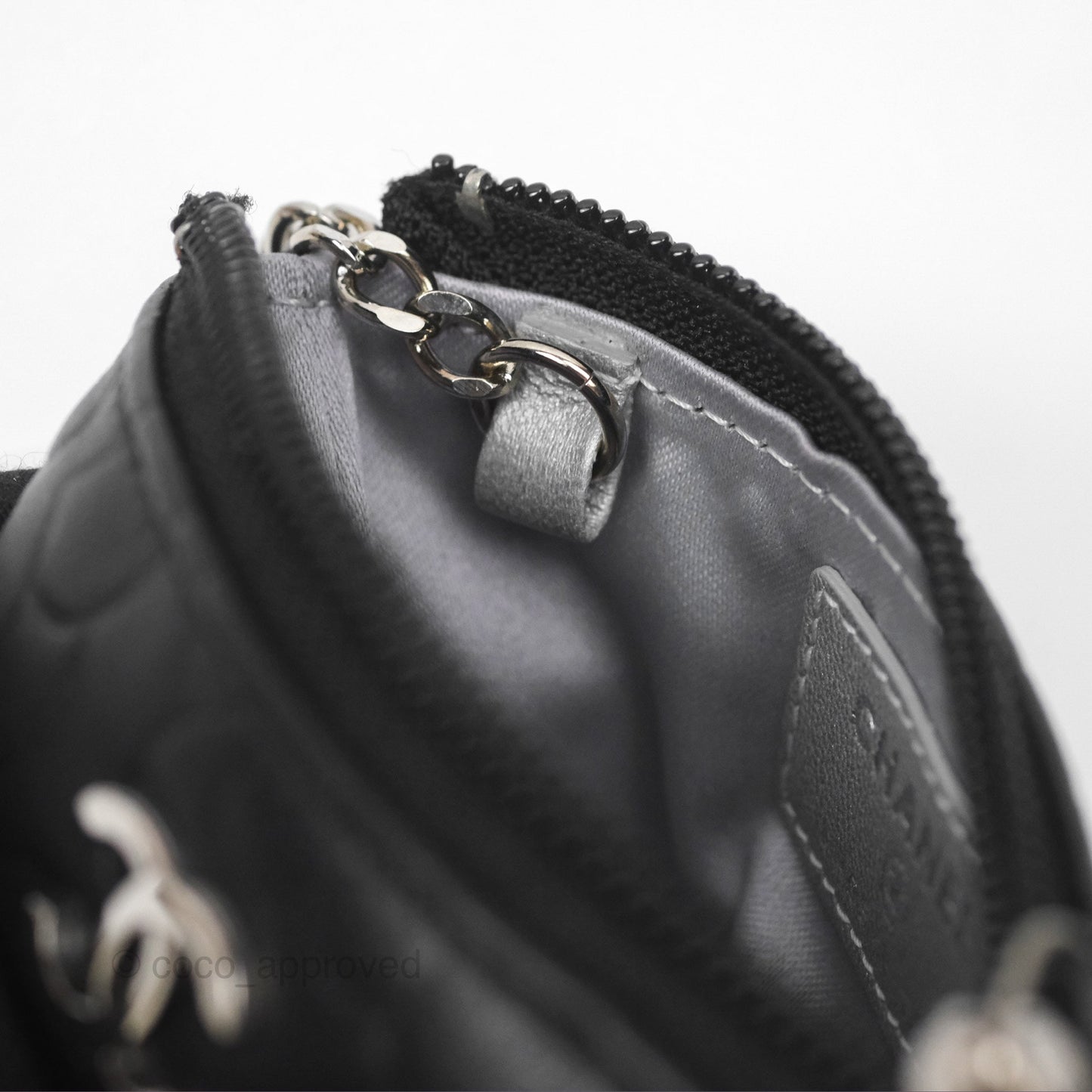 Chanel Key Holder Case Black Camellia Embossed Lambskin Silver Hardware