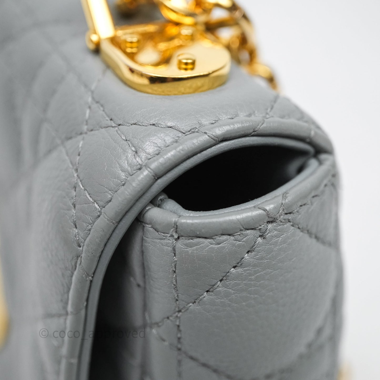 Christian Dior Small Caro Bag Stone Gray Supple Cannage Calfskin