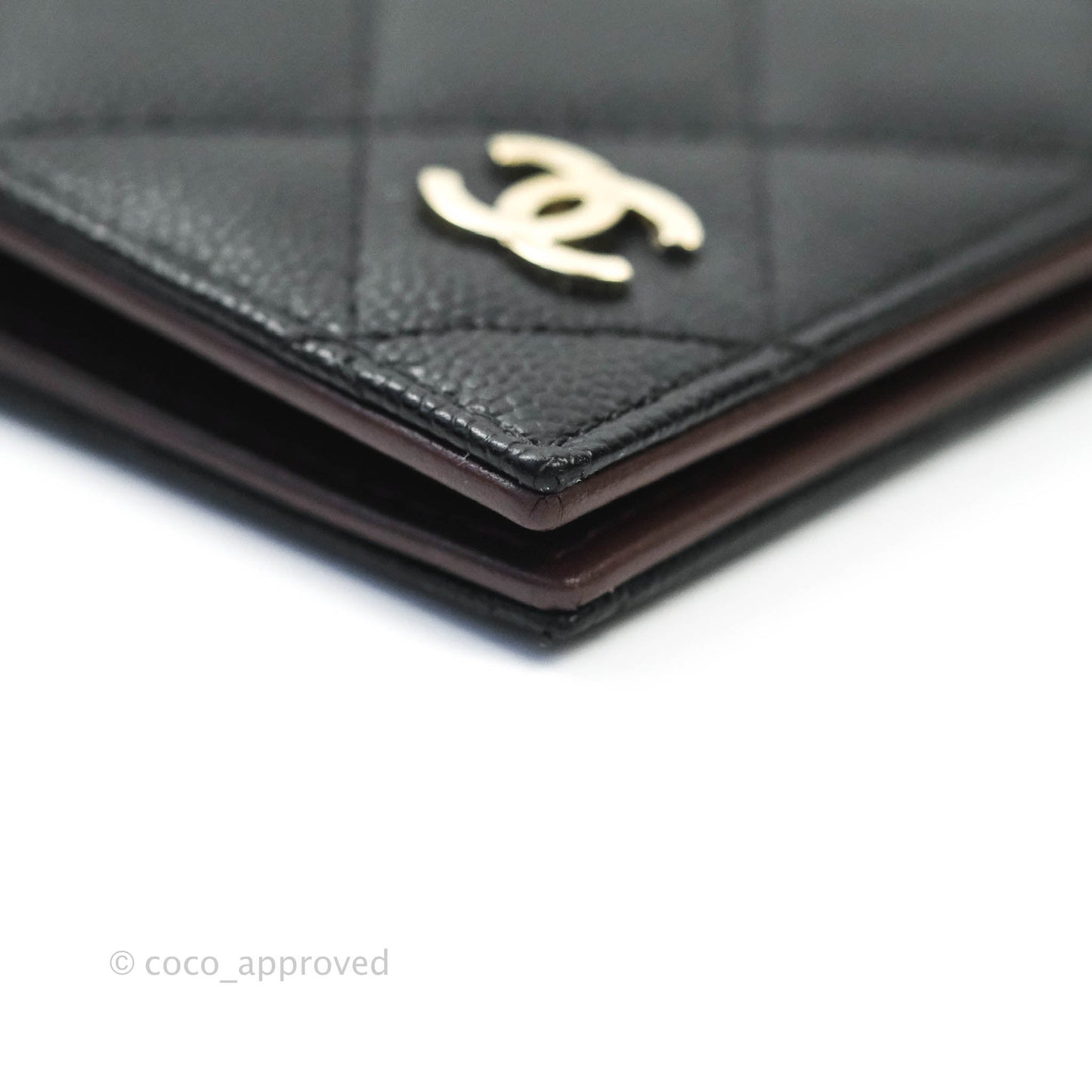 Chanel Classic Quilted Caviar Black Passport Holder Gold Hardware