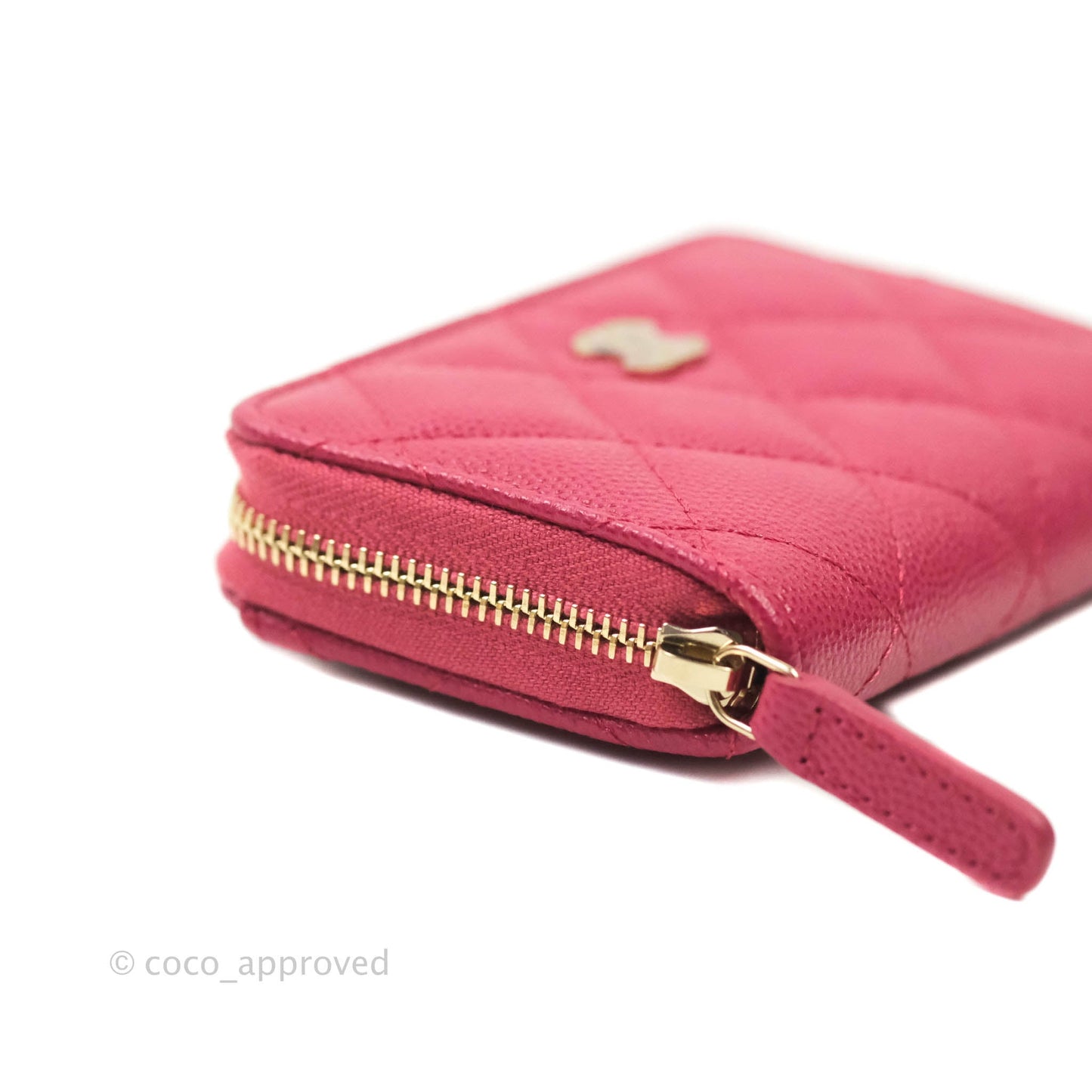 Chanel Classic Zipped Coin Purse Rosy Red Caviar Gold Hardware 21A